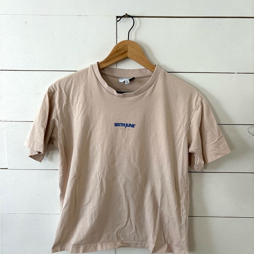 Sixth June Paris Graphic Tee | Beige Streetwear T-Shirt | Size Medium - Picture 2 of 8